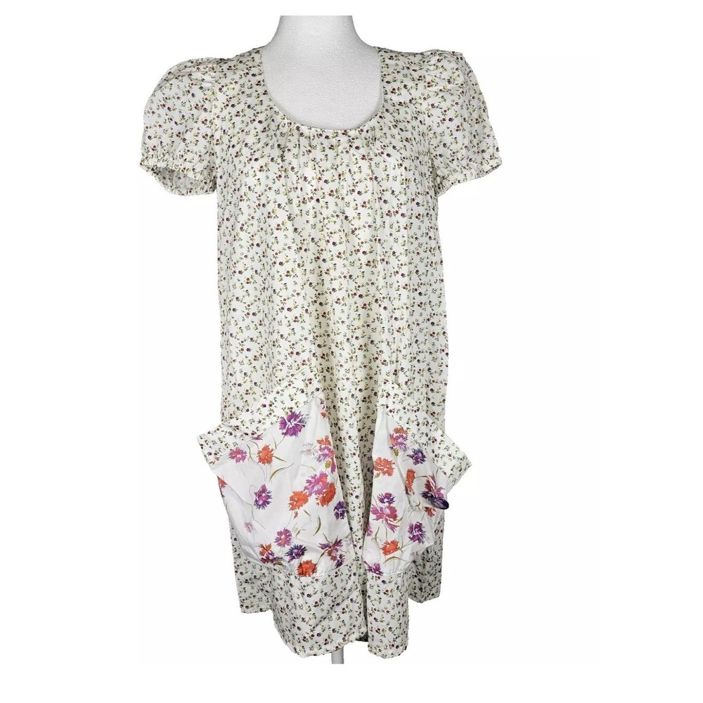 Fiorucci Floral Mini Dress with Cream and Purple Accents
